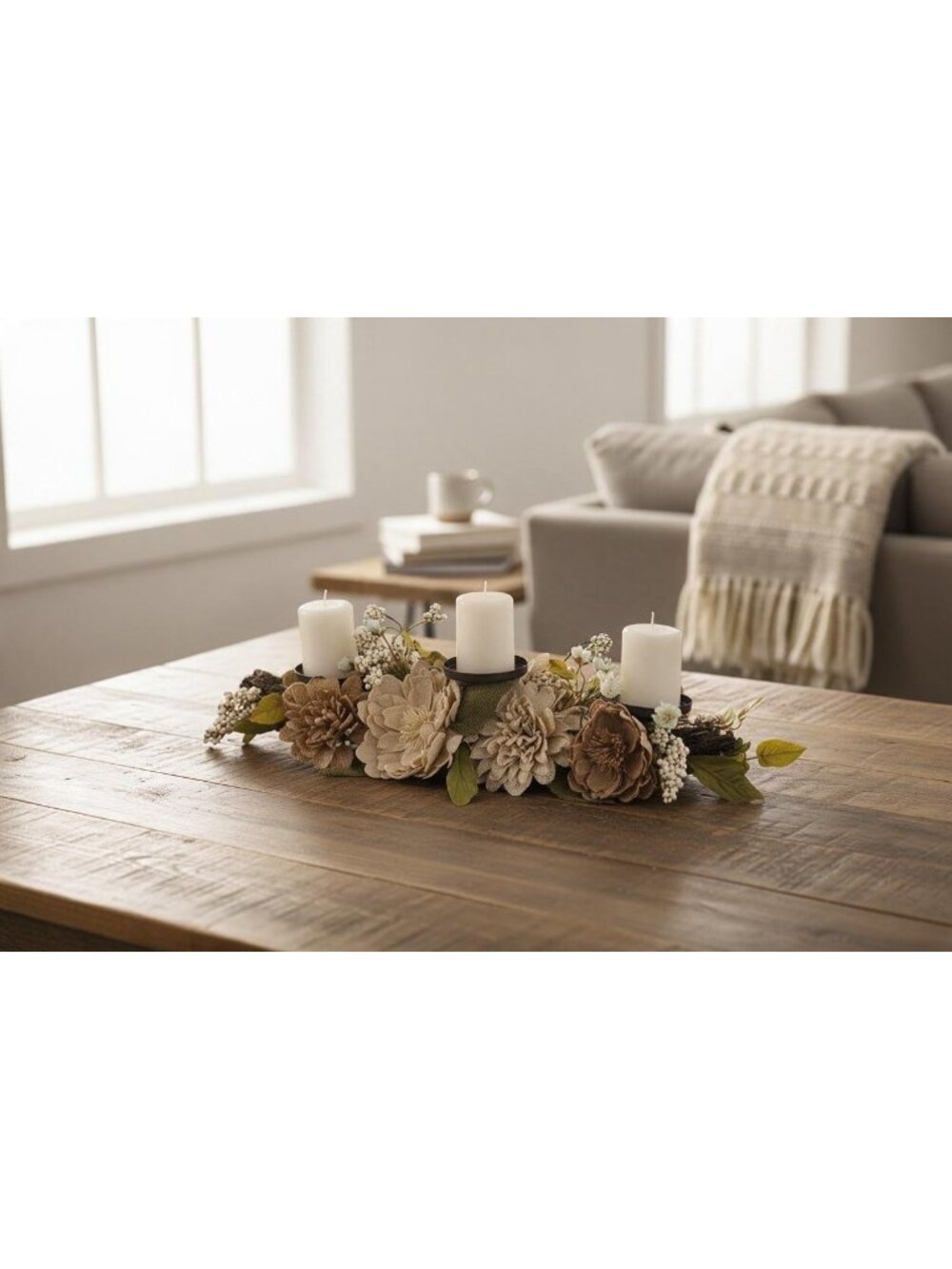 Vintage-Style Floral Candle Centerpiece